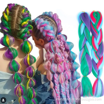 Wholesale Braiding Hair Mix Rainbow Braids Synthetic Jumbo Braids Hair Extension for Women